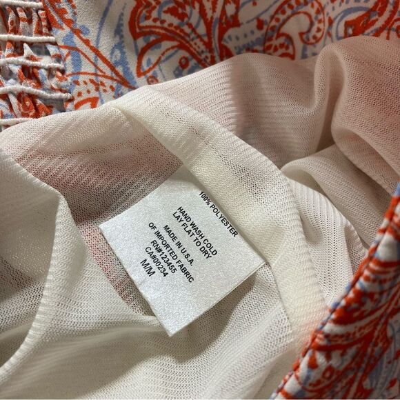 Lord & Taylor Design Lab Orange Blue White Flare Pants Medium Retro - Picture 10 of 14